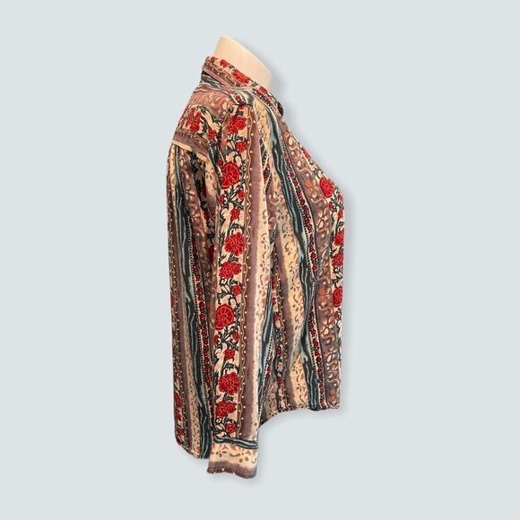 Details Express Floral Print Button Front Blouse M‎ - Picture 5 of 6